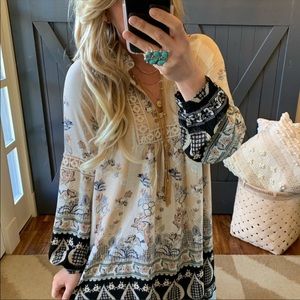 Bohemian Long Sleeve Floral Print Dress